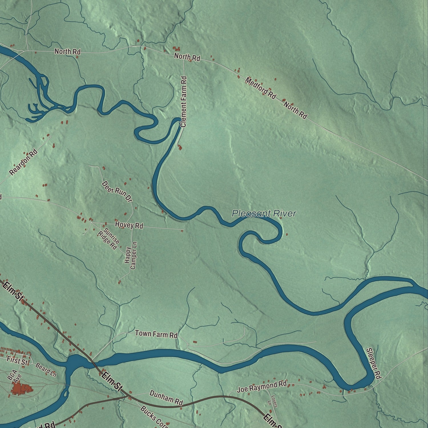 Terrain and local geography detail from the Milo, Maine map