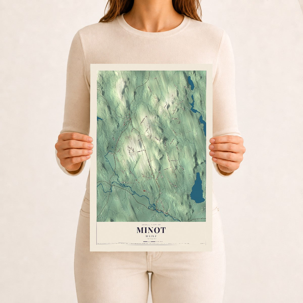 Minot, Maine map print - 12 x 18 archival matte print