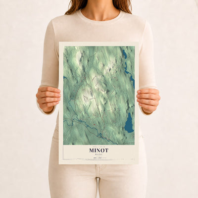 Minot, Maine map print - 12 x 18 archival matte print
