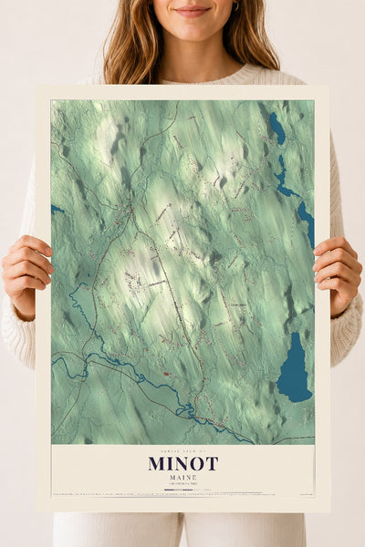 Minot, Maine map print - 18 x 24 archival matte print