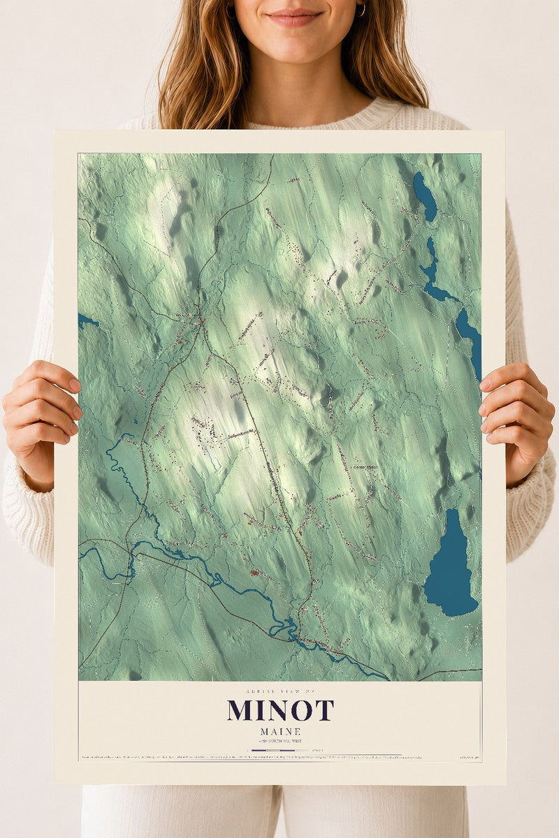 Minot, Maine map print - 18 x 24 archival matte print