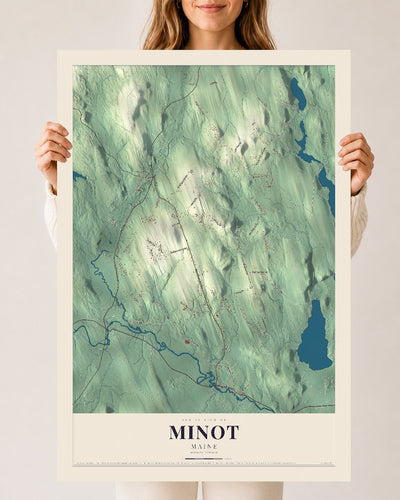 Minot, Maine map print - 24 x 36 archival matte print