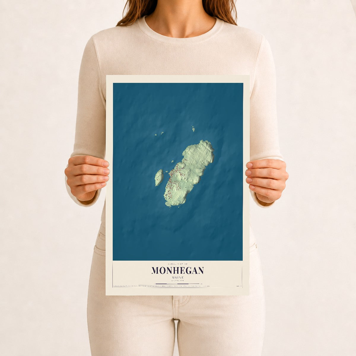 Monhegan, Maine map print - 12 x 18 archival matte print