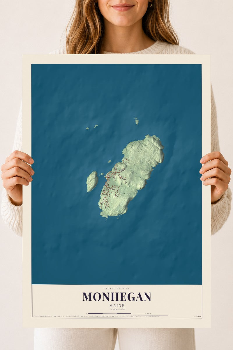Monhegan, Maine map print - 18 x 24 archival matte print