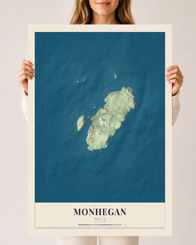 Monhegan, Maine map print - 24 x 36 archival matte print