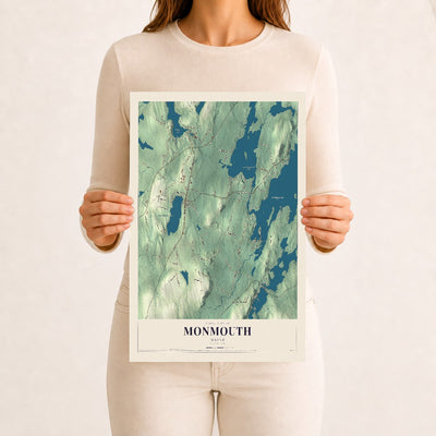 Monmouth, Maine map print - 12 x 18 archival matte print