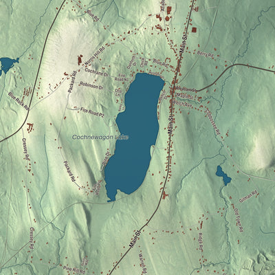 Terrain and local geography detail from the Monmouth, Maine map