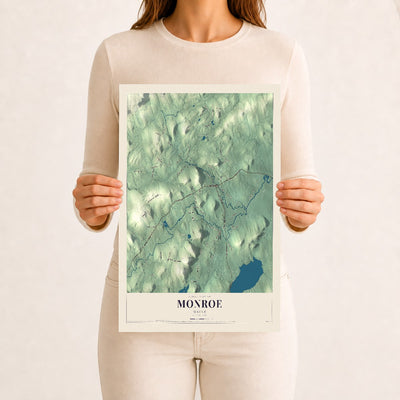 Monroe, Maine map print - 12 x 18 archival matte print