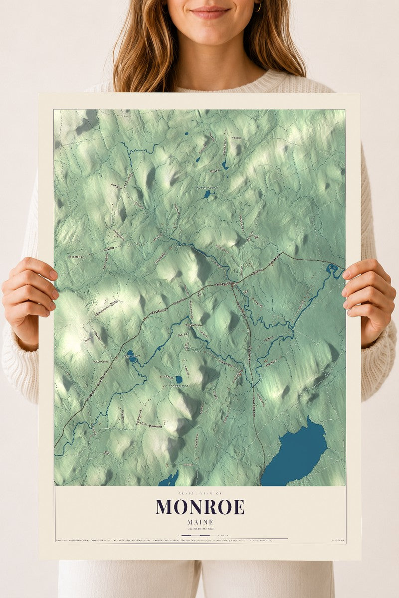 Monroe, Maine map print - 18 x 24 archival matte print
