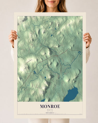 Monroe, Maine map print - 24 x 36 archival matte print