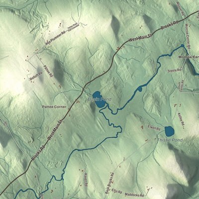 Terrain and local geography detail from the Monroe, Maine map