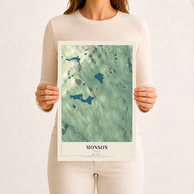 Monson, Maine map print - 12 x 18 archival matte print