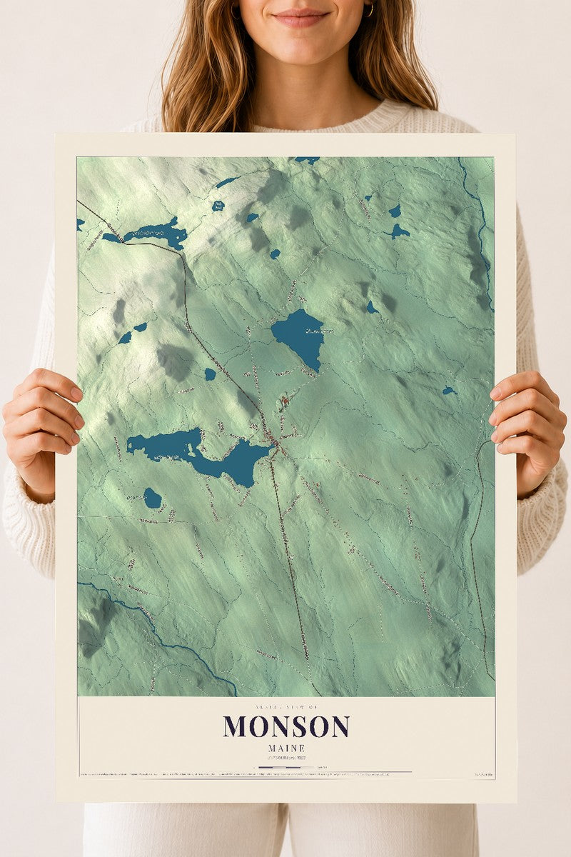 Monson, Maine map print - 18 x 24 archival matte print
