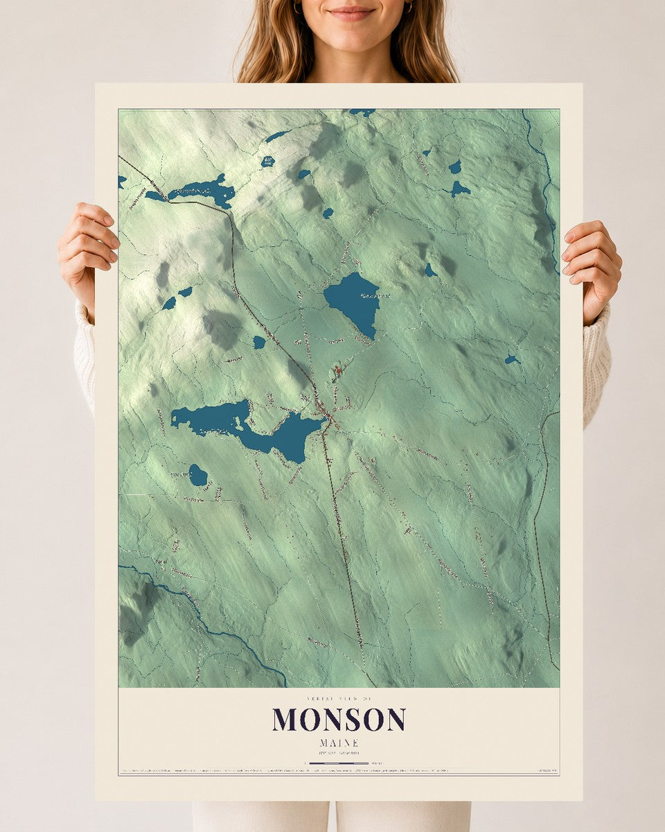 Monson, Maine map print - 24 x 36 archival matte print
