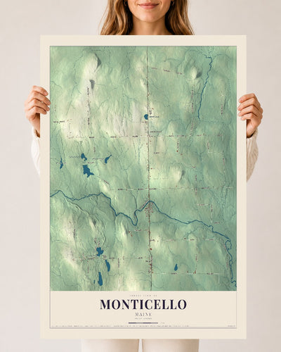 Monticello, Maine map print - 24 x 36 archival matte print