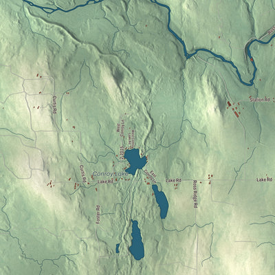 Terrain and local geography detail from the Monticello, Maine map