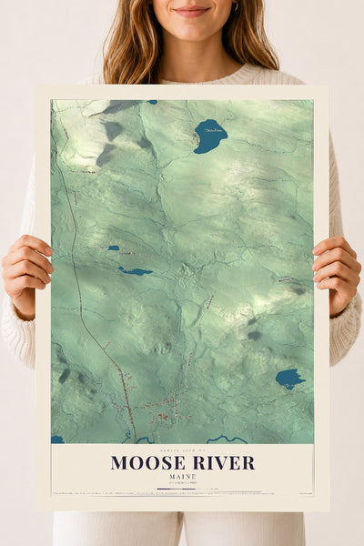 Moose River, Maine map print - 18 x 24 archival matte print
