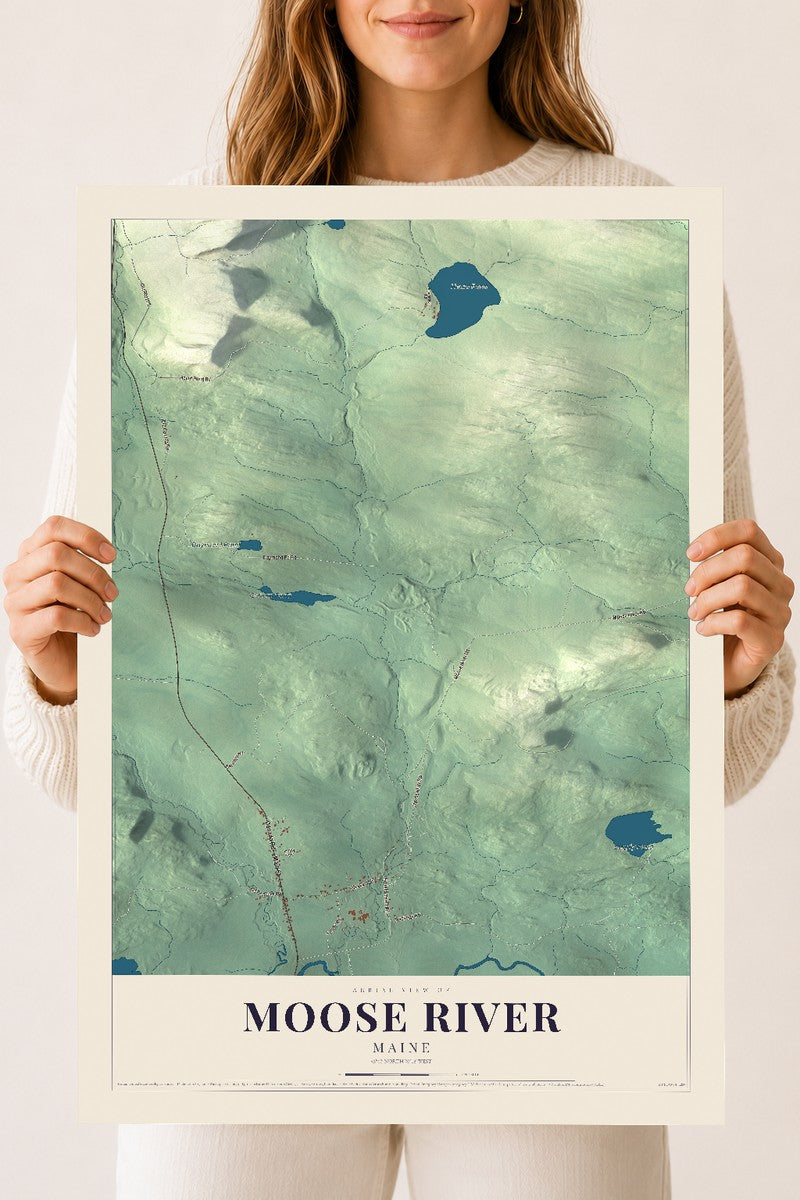 Moose River, Maine map print - 18 x 24 archival matte print