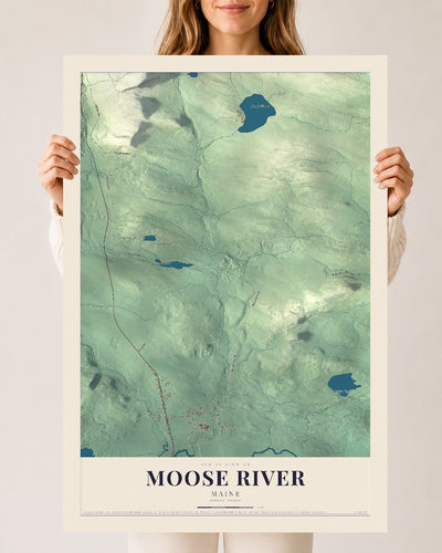 Moose River, Maine map print - 24 x 36 archival matte print