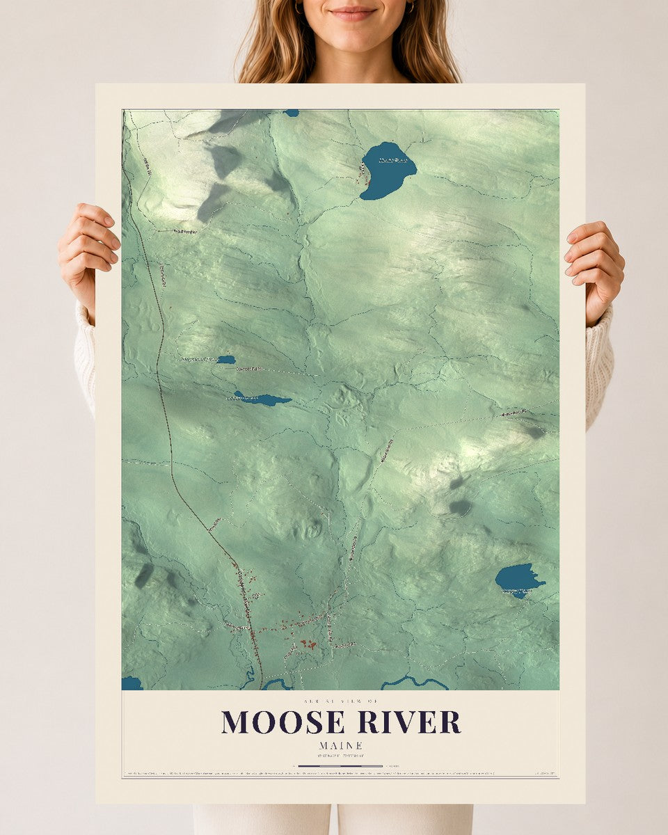 Moose River, Maine map print - 24 x 36 archival matte print