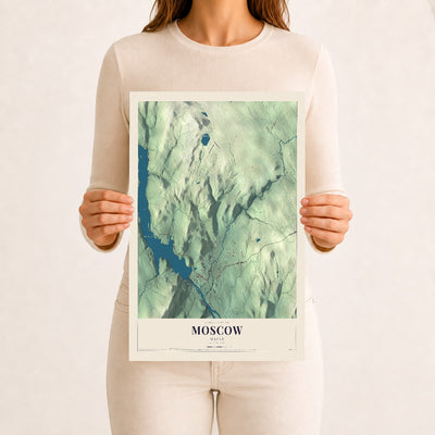 Moscow, Maine map print - 12 x 18 archival matte print