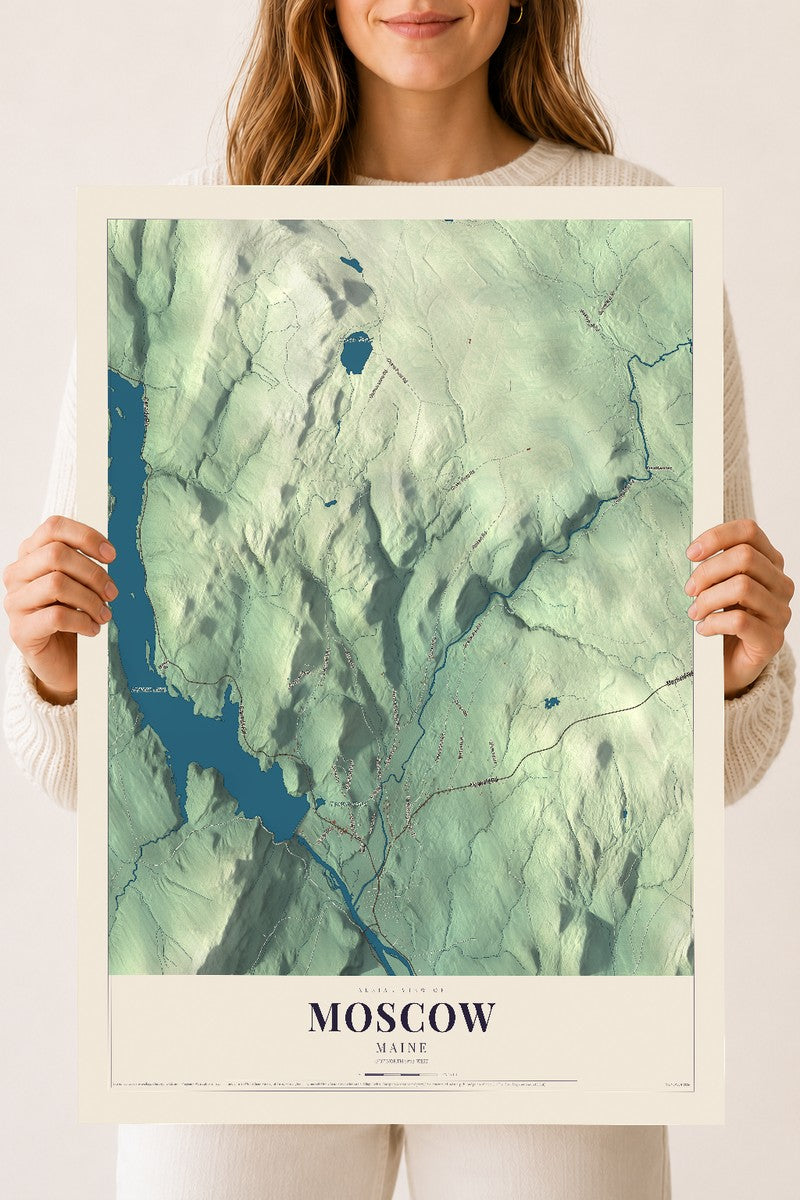 Moscow, Maine map print - 18 x 24 archival matte print