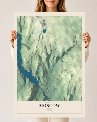 Moscow, Maine map print - 24 x 36 archival matte print