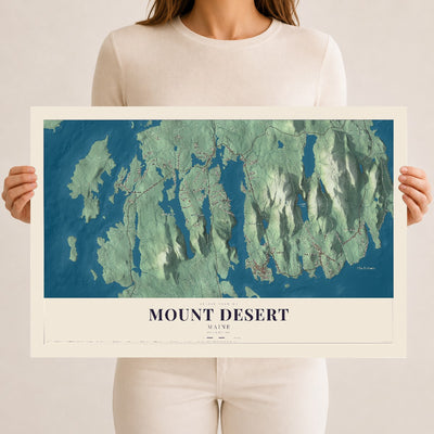 Mount Desert, Maine map print - 12 x 18 archival matte print