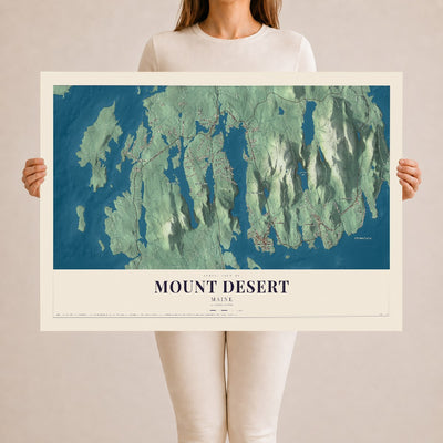 Mount Desert, Maine map print - 24 x 36 archival matte print