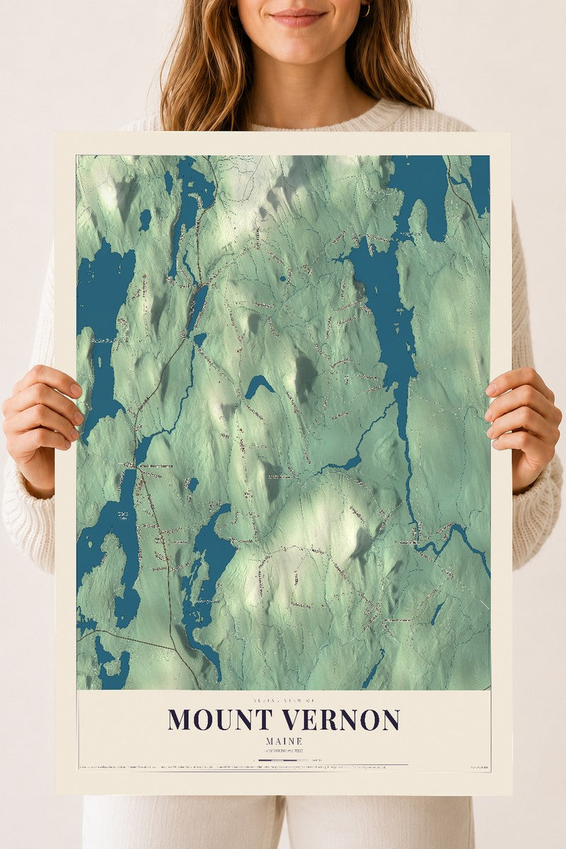 Mount Vernon, Maine map print - 18 x 24 archival matte print