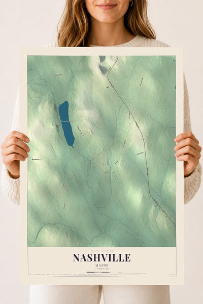 Nashville, Maine map print - 18 x 24 archival matte print
