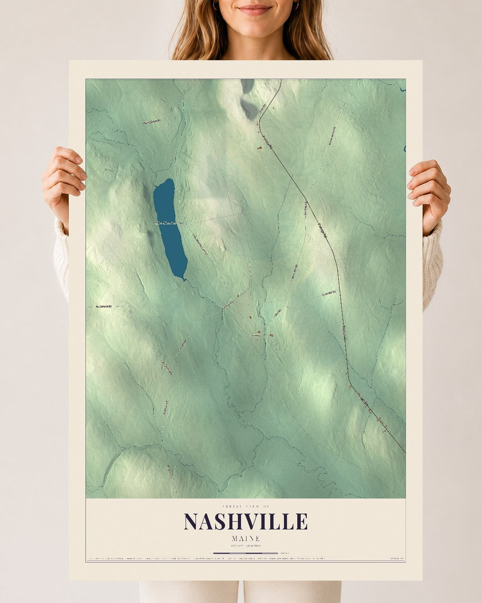 Nashville, Maine map print - 24 x 36 archival matte print
