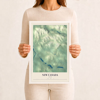 New Canada, Maine map print - 12 x 18 white Ayous wood frame