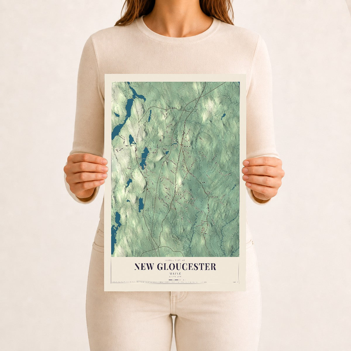 New Gloucester, Maine map print - 12 x 18 archival matte print