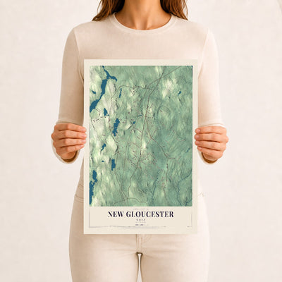 New Gloucester, Maine map print - 12 x 18 archival matte print