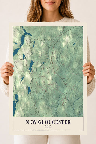 New Gloucester, Maine map print - 18 x 24 archival matte print