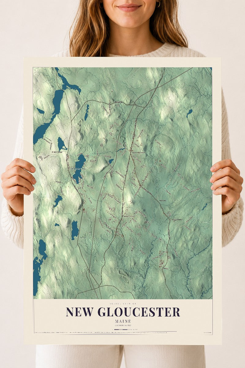 New Gloucester, Maine map print - 18 x 24 archival matte print