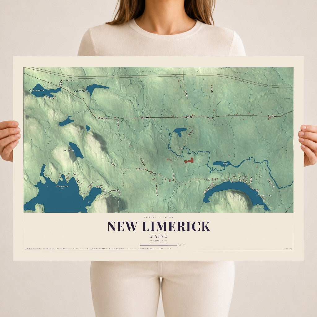 New Limerick, Maine map print - 18 x 24 archival matte print