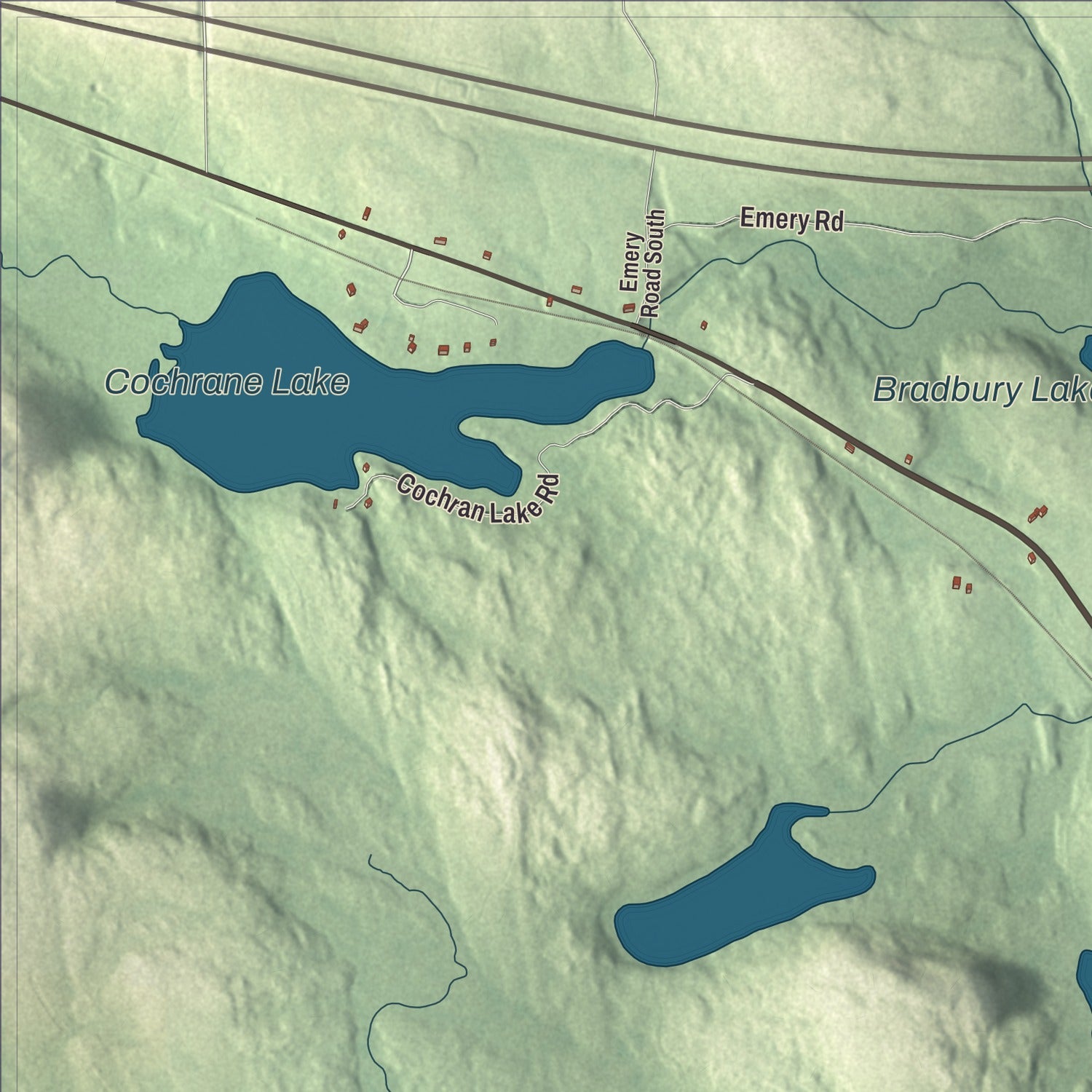 Terrain and local geography detail from the New Limerick, Maine map