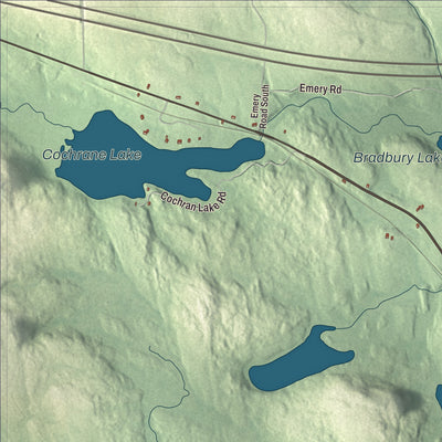 Terrain and local geography detail from the New Limerick, Maine map