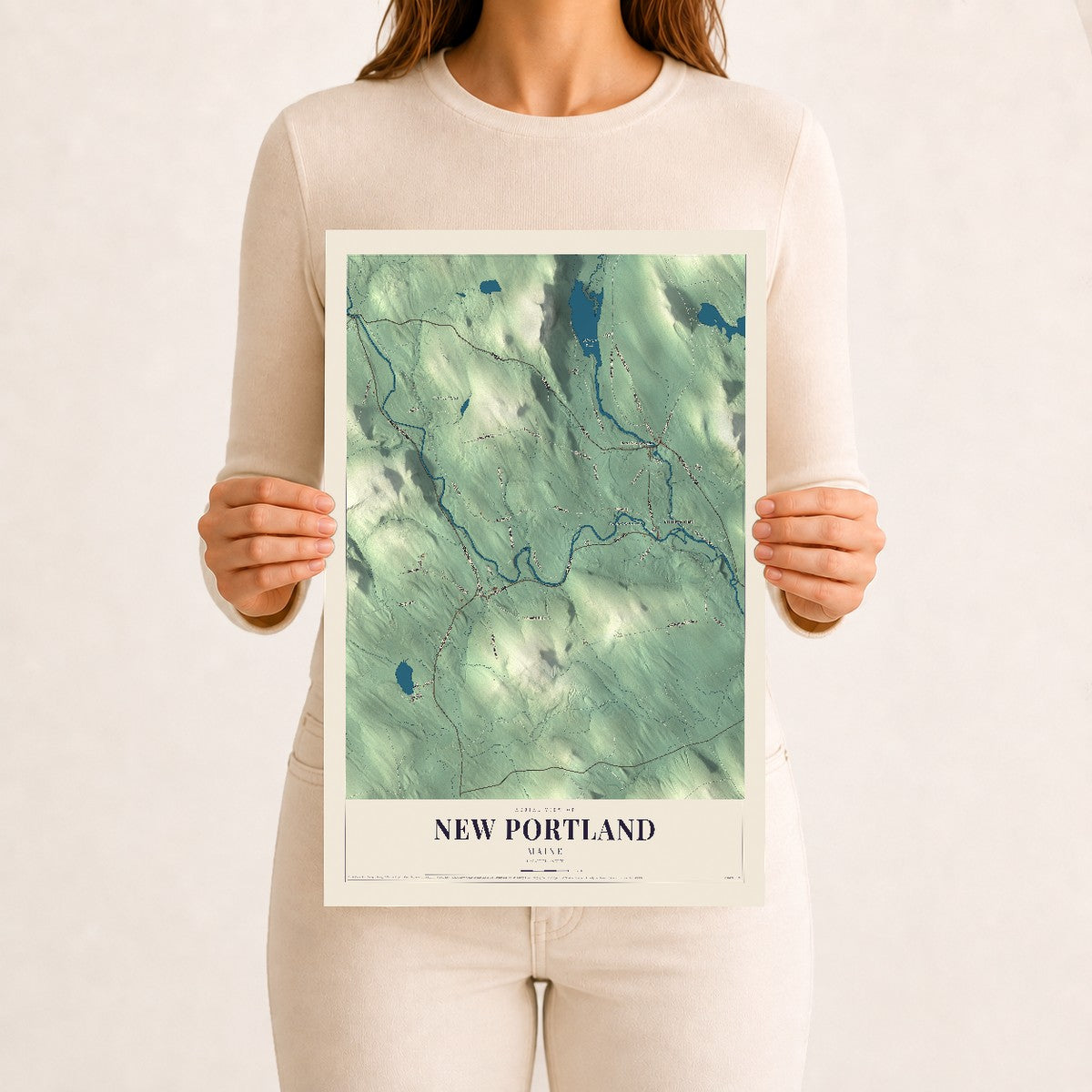 New Portland, Maine map print - 12 x 18 archival matte print