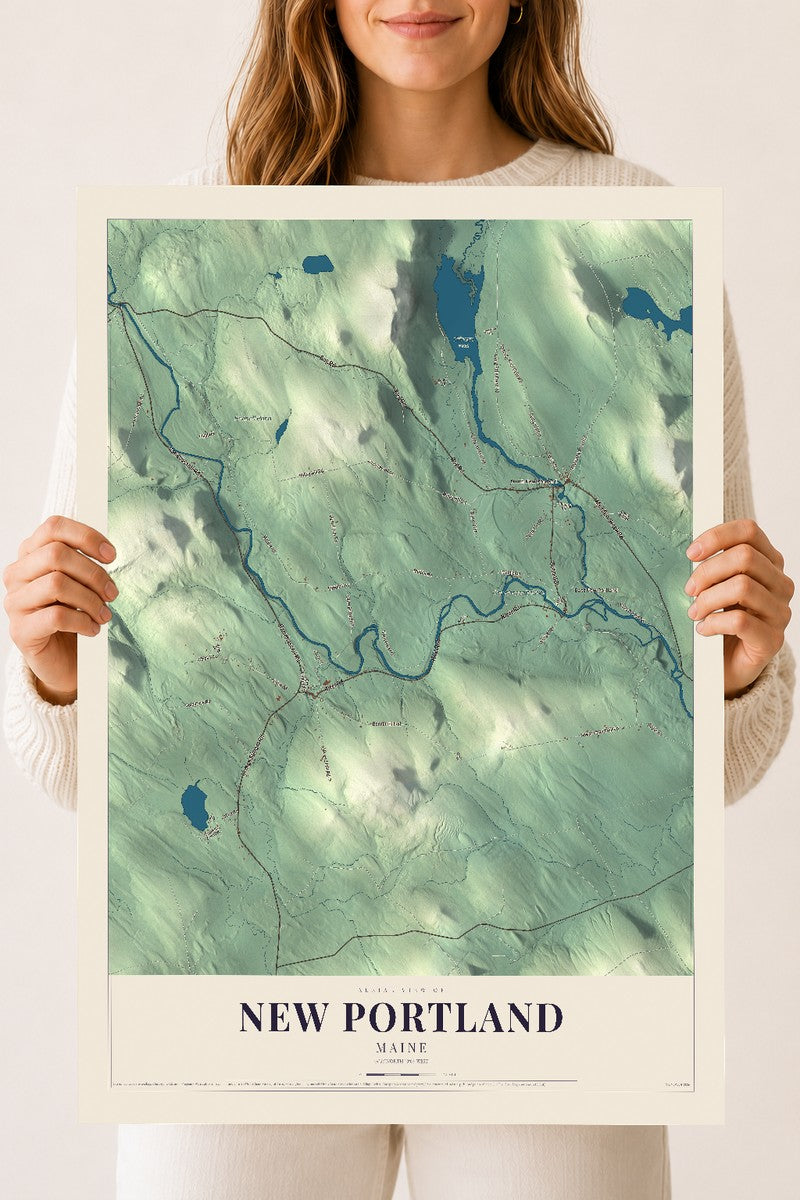 New Portland, Maine map print - 18 x 24 archival matte print