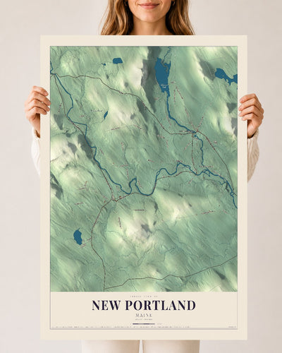 New Portland, Maine map print - 24 x 36 archival matte print