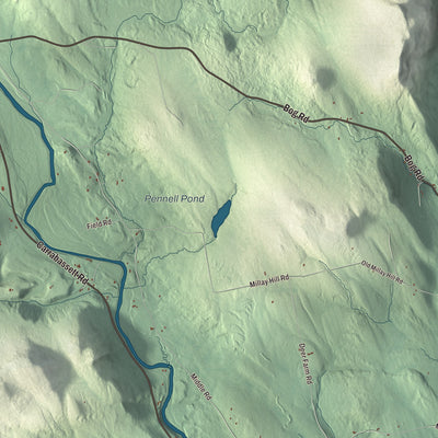 Terrain and local geography detail from the New Portland, Maine map