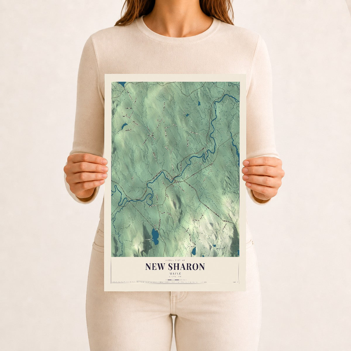 New Sharon, Maine map print - 12 x 18 archival matte print