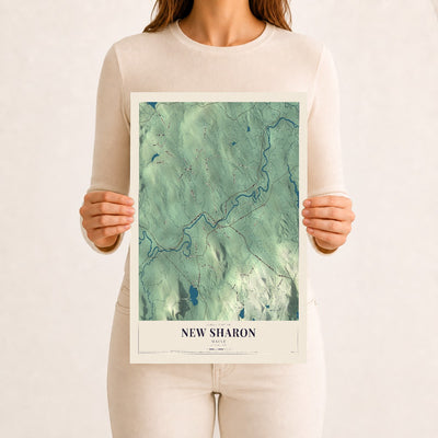 New Sharon, Maine map print - 12 x 18 archival matte print