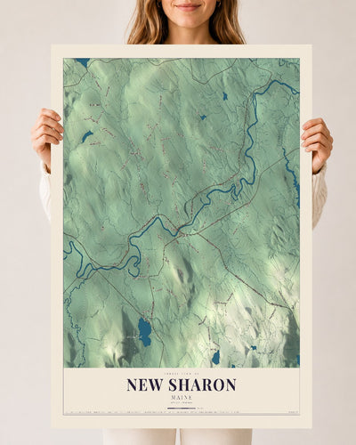New Sharon, Maine map print - 24 x 36 archival matte print