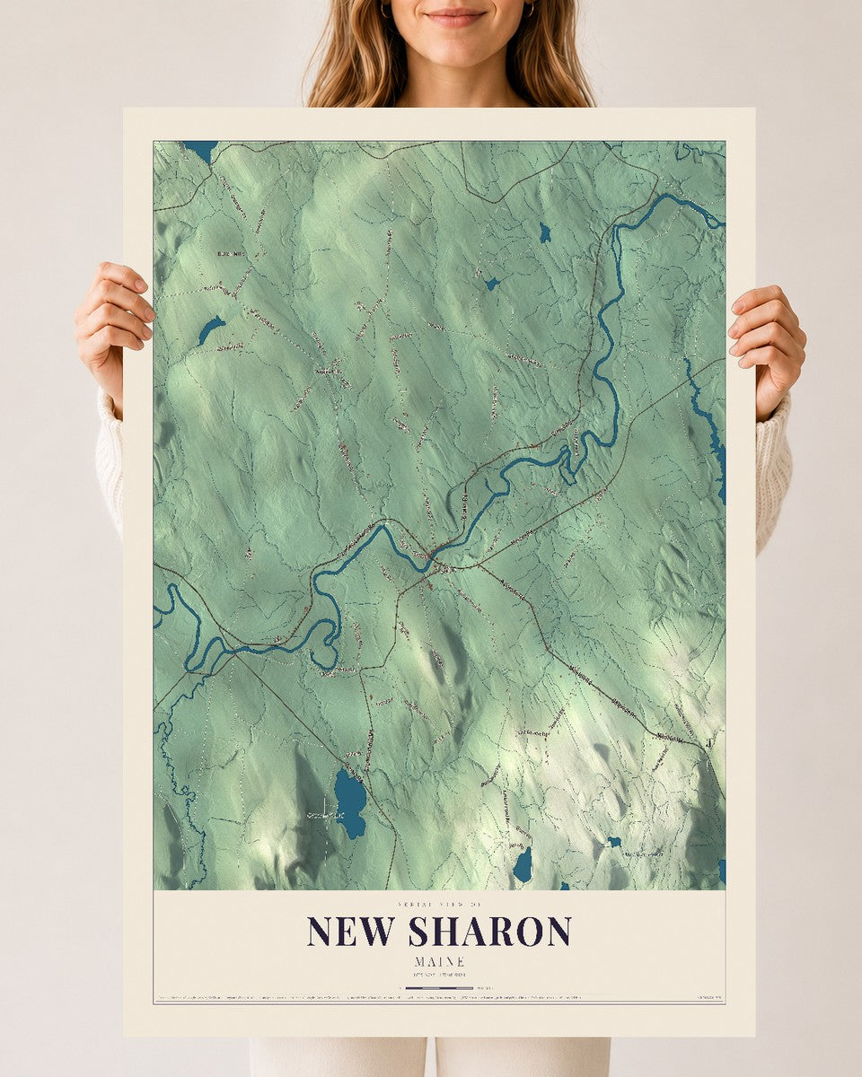 New Sharon, Maine map print - 24 x 36 archival matte print