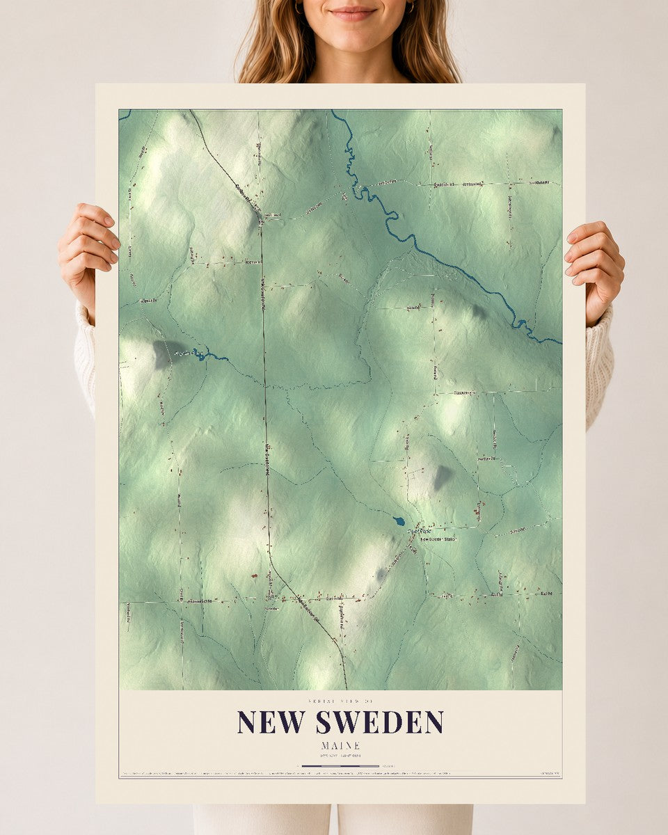 New Sweden, Maine map print - 24 x 36 archival matte print