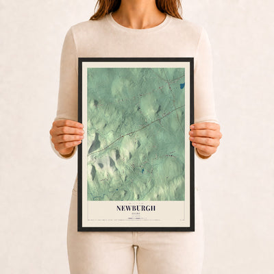 Newburgh, Maine map print - 12 x 18 black Ayous wood frame